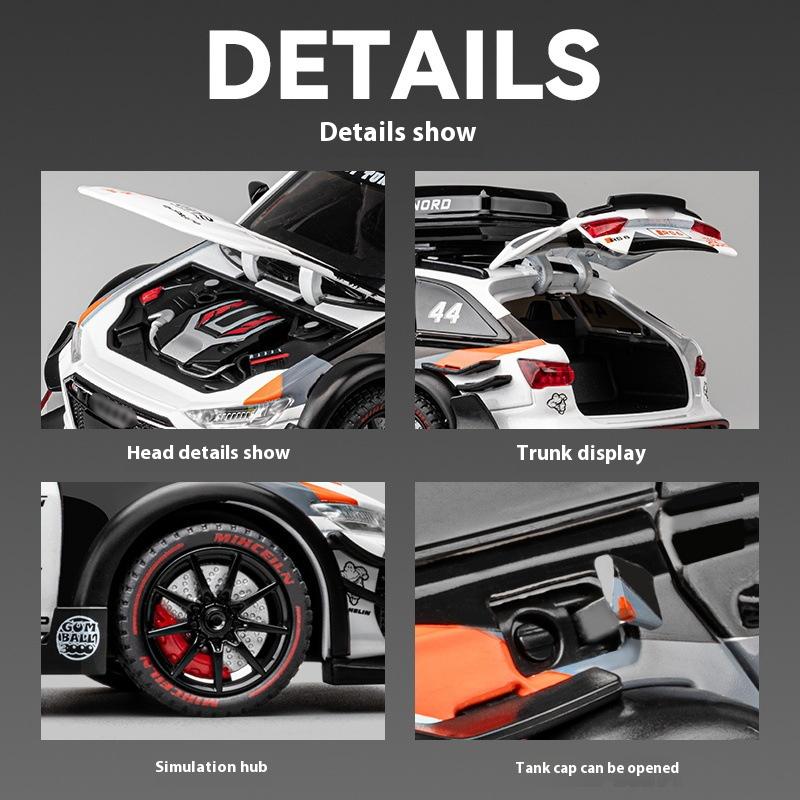1/24 Scale RS6 Avant Station Wagon Alloy Racing Car Model Die-cast Metal Track Sports Car Vehicles Model Sound Light Kids Toy Gift