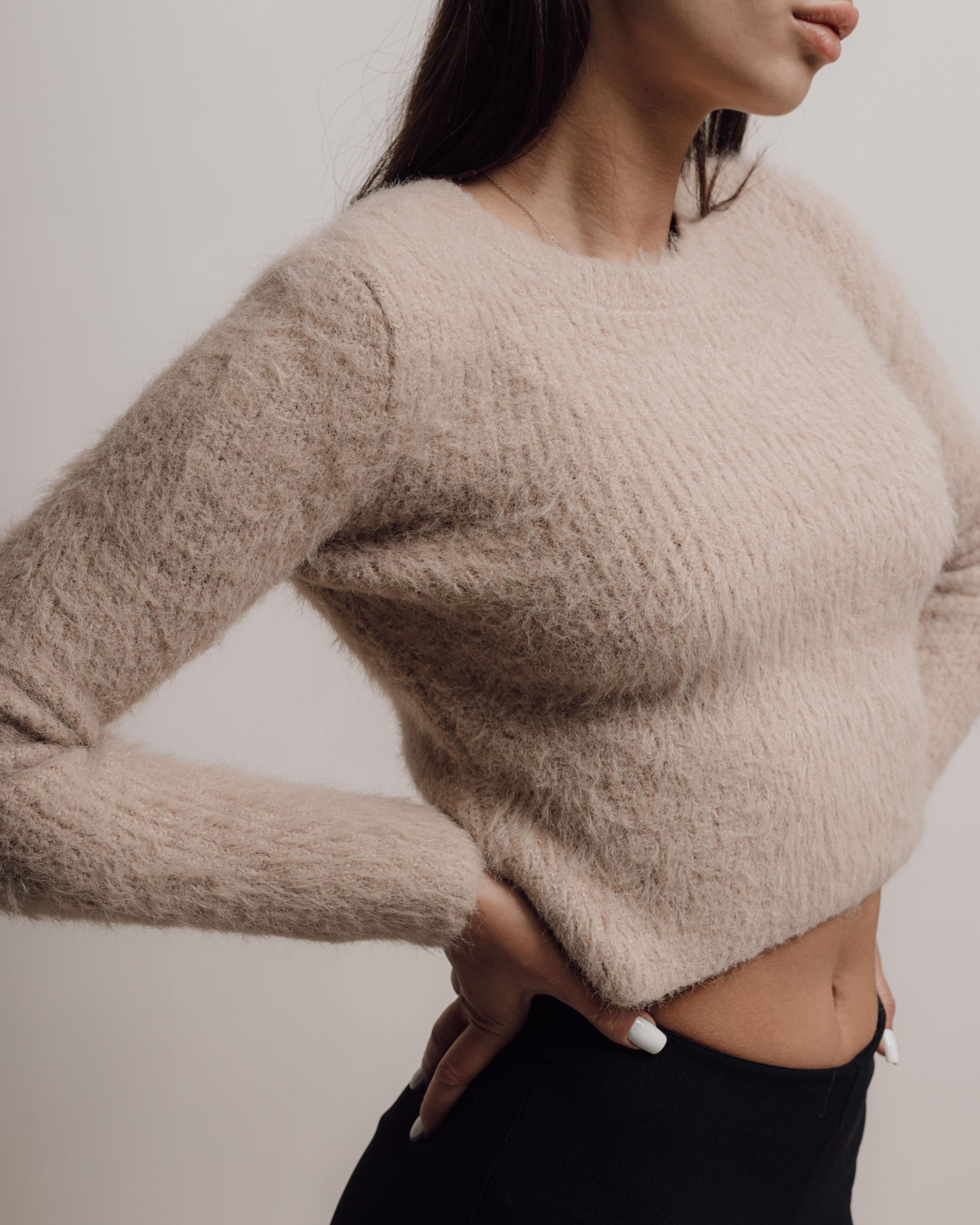 

Кофта коротка Dilvin 10659 бежева 1 рожевий