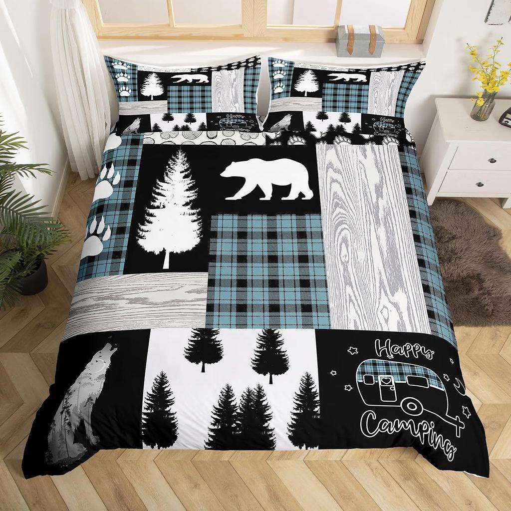 3D Black Bear Duvet Cover Set Wildlife Pattern Bedding Sets With Pillowcase Kid Adult Bedroom Single Queen King Comforter Cover
