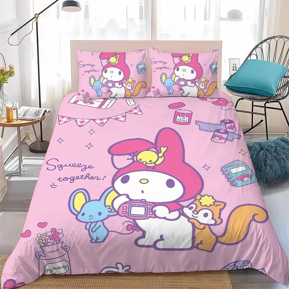 

Cute M-MelodyS Duvet Cover Set Home Style Bedding Soft Laundry Cotton Bed 3 Piece Set Student Dormitory Gift 135x200cm