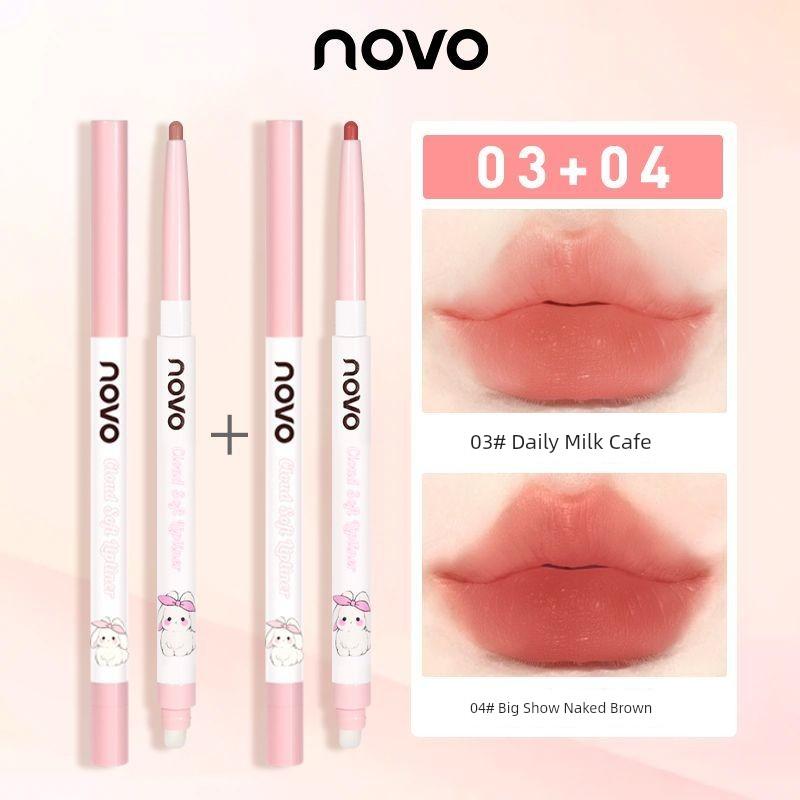 Novo Double-Headed Lip Liner Waterproof Long Lasting and Does Not Fade Nude Color Series Lip Hook Line Toot Lipstick Pen Integrated Lip Brush