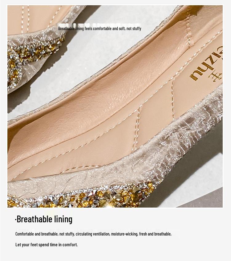 Plus Size Women's Rhinestone Pointed Toe Loafers (Sizes 41-43) - 2022 Flat Fashion Style