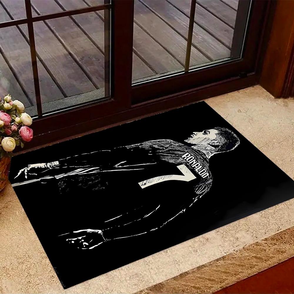 Ronaldo's Legendarische Nummer 7 Thema Anti-Slip Vloerkleden - Polyester Woondecoratie, Geschikt voor Slaapkamers, Woonkamers, Entrees, Studio's en Decoraties