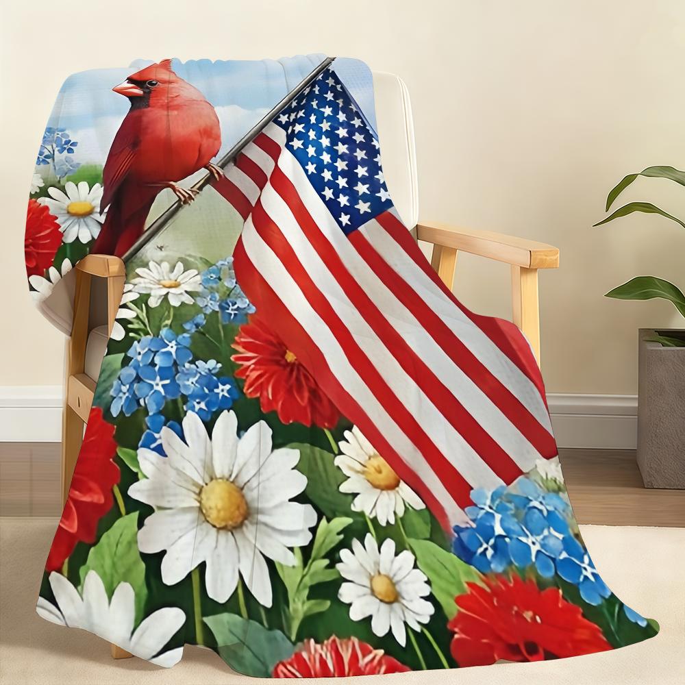 Vibrant Patriotic Cardinal Garden Blanket Soft Throw Blanket for Home Bedroom Bed Sofa Picnic Travel Office Cover Blanket Gift