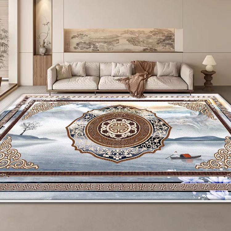 New Chinese Style Large Size Carpet for Living Room Coffee Tables Mat Antiskid Study Decoration Rug Easy Cleaning Customizable