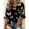 Women's Elegant Printed Lace-up Flared Top, Stylish and Versatile, Comfortable and Skin-friendly
