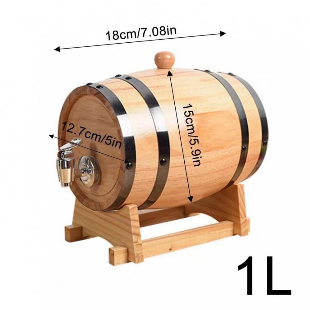 Wooden Aging Barrel with Stand for Wine Brandy Making Party Table Pub Decor Oak Cask Home Brewing Storage Container
