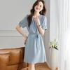 Srcr Premium Mulberry Silk Slimming Short Sleeve Midi Dress