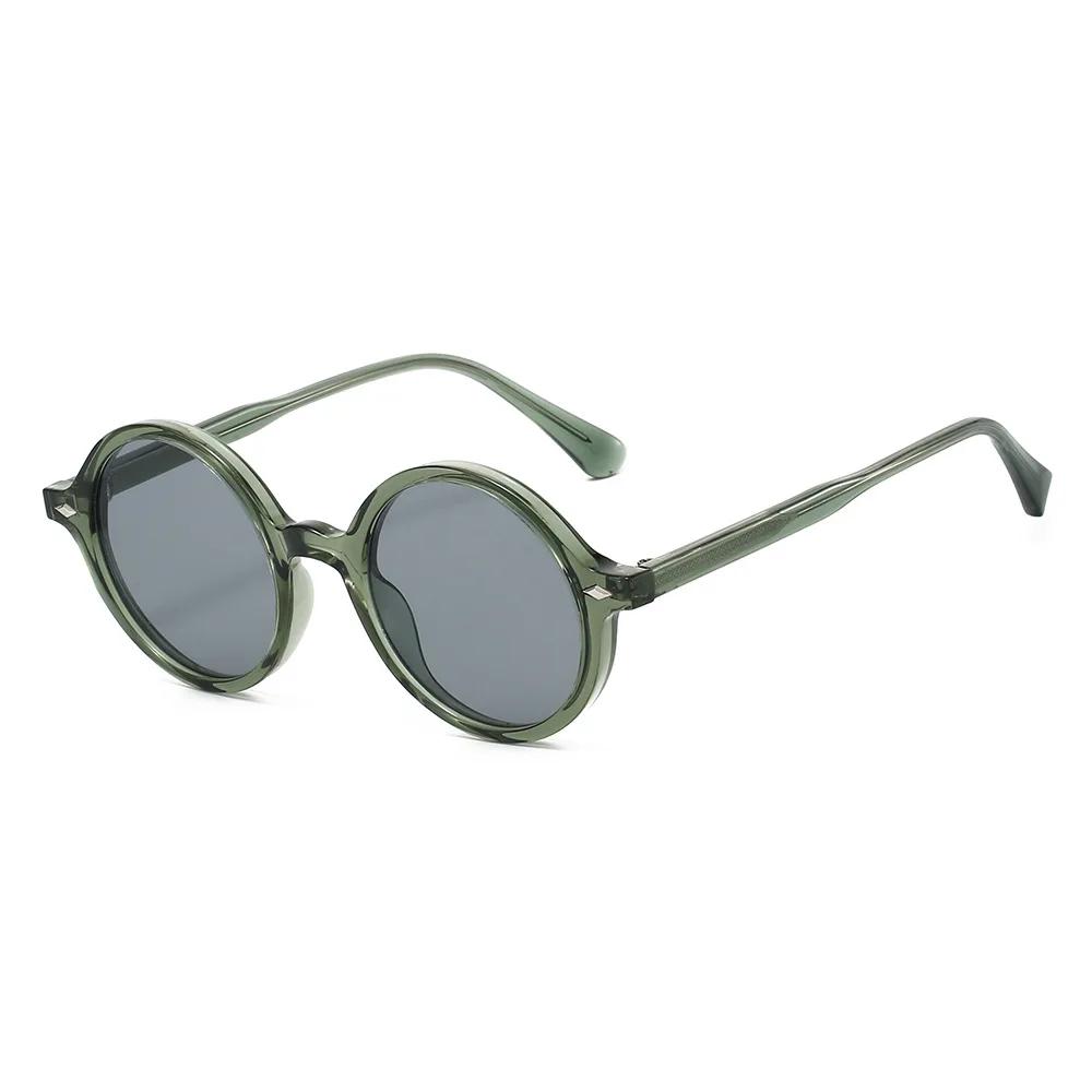 New Retro Round Women Sunglasses Fashion Green Candy Color Shades UV400 Men Trending Rivets Punk Sun Glasses