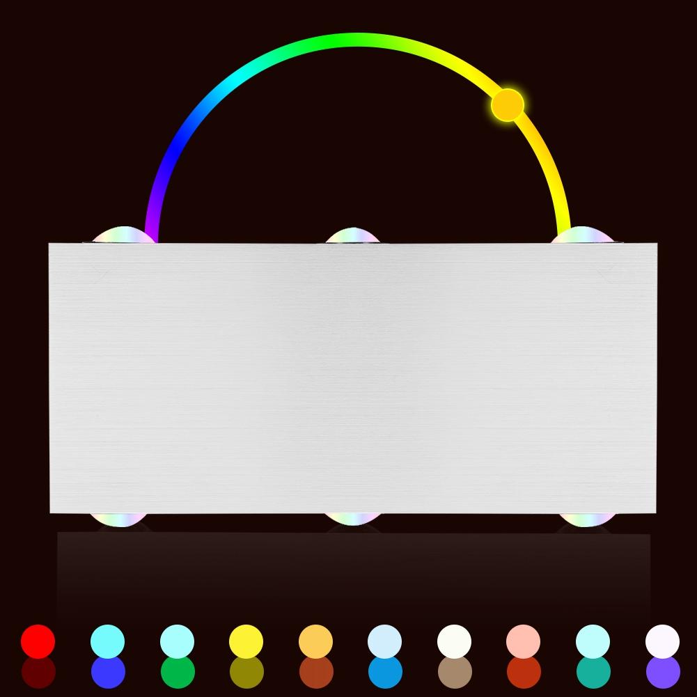 LED Colorful RGB Wall Lamp Aluminum Indoor Bedroom Waterproof Decorative Lamp(Rectangular 6W)
