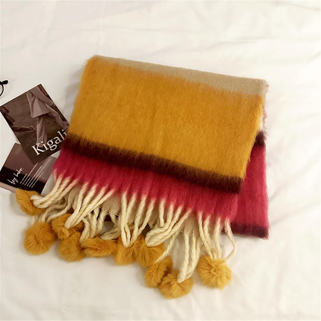 Tassels Rainbow Scarf Warm Shawl Cashmere Like Long Scarf Girls Winter Shawl Neck Wrap Scarf Cold Weather Neck Scarves