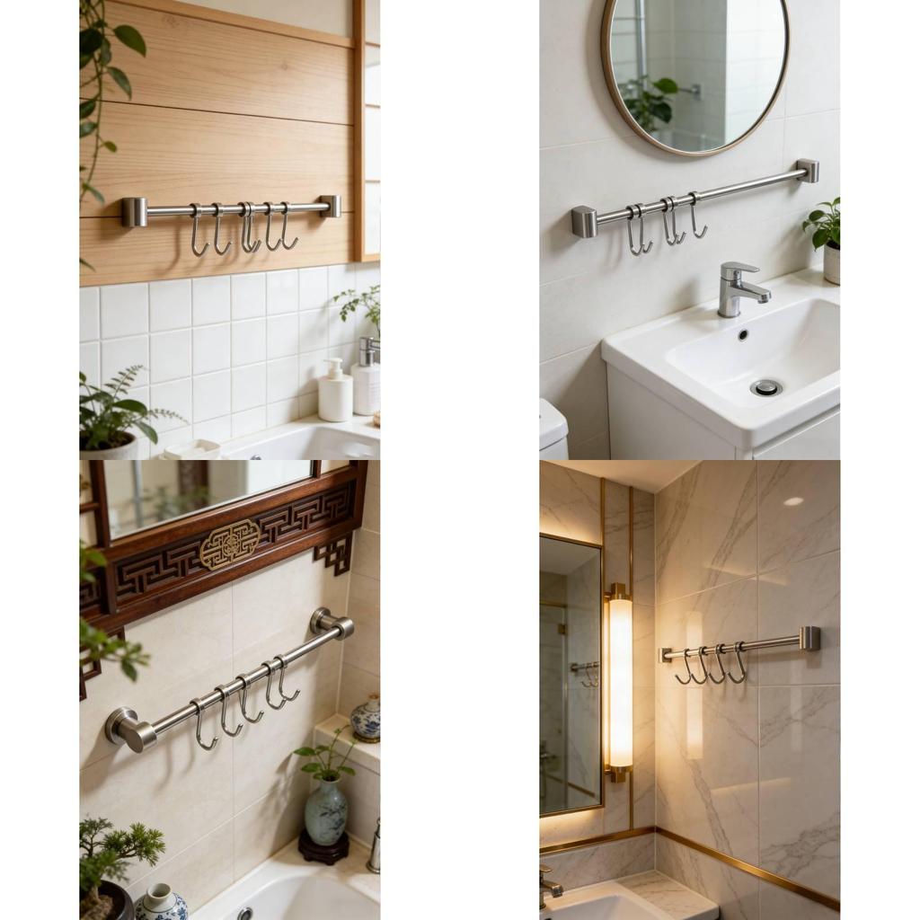 Heavy Duty Stainless Steel Wall Mount Rack With Double Layer Hooks For Kitchen Utensil And Pot Storage