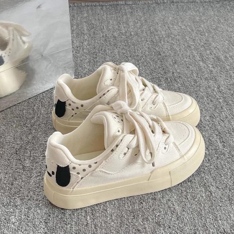 Fashion Spring Summer Thick Soled White Shoes Women's New Casual Board Shoes Cute Little Dog Simple Comfortable Bread Shoes