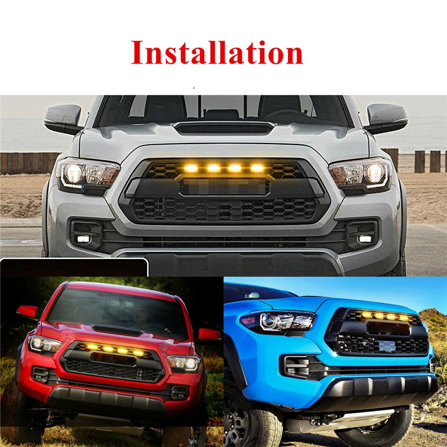 For Raptor Style Smoked Lens Amber 12 LED Front Grille Running Lights For Ford
