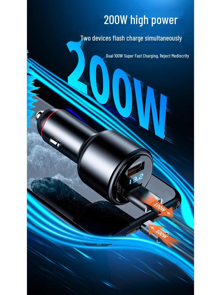 Dual USB Car Charger with Fast Charging & 200W Negative Ion Air Purifier