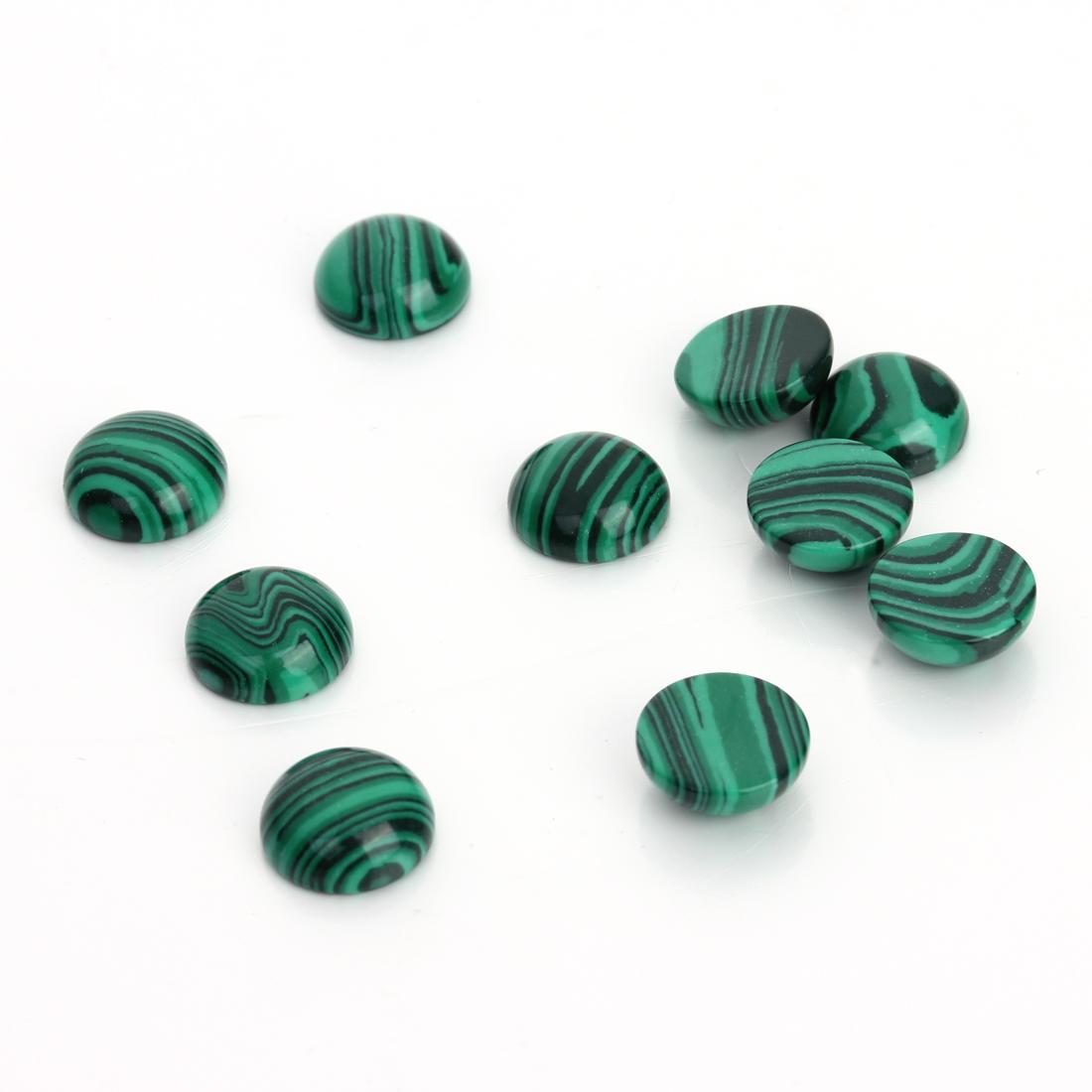 5/10pcs Natural Stone Cabochon Beads Green Malachite Round Flatback Loose Beads For Jewelry Making DIY Ring Pendants Accessories