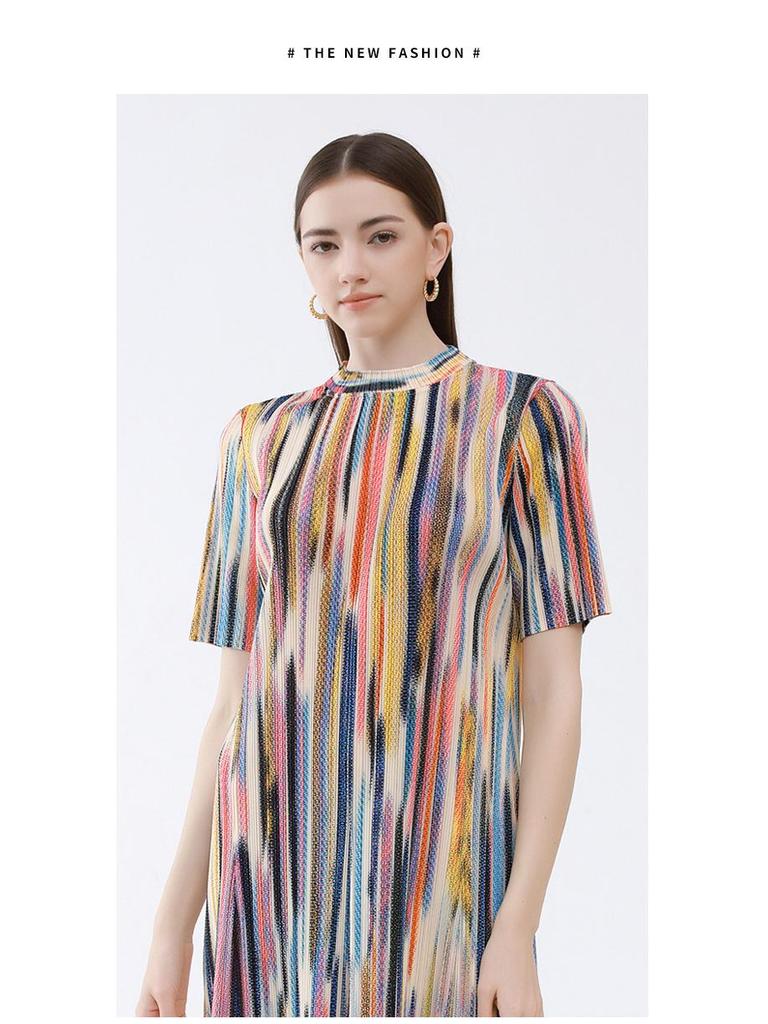 Sommer 2025 Koreanischer Stil Camouflage Rüschenkleid - Halbhoher Kragen, Schlankmachend, Kurze Ärmel