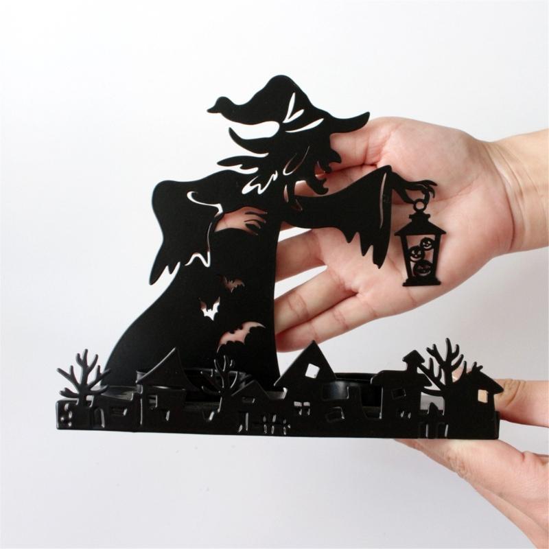 Witches Shape Iron Candle Holder,Witches Lamp Candle Stand for Halloween Party and Haunteds House Display