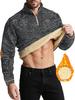 Autumn New Men's Casual Quarter Zip Fleece Lined Sweatshirt with Elbow Patches Solid Color Warm Sportswear Male Fashion Outerwear