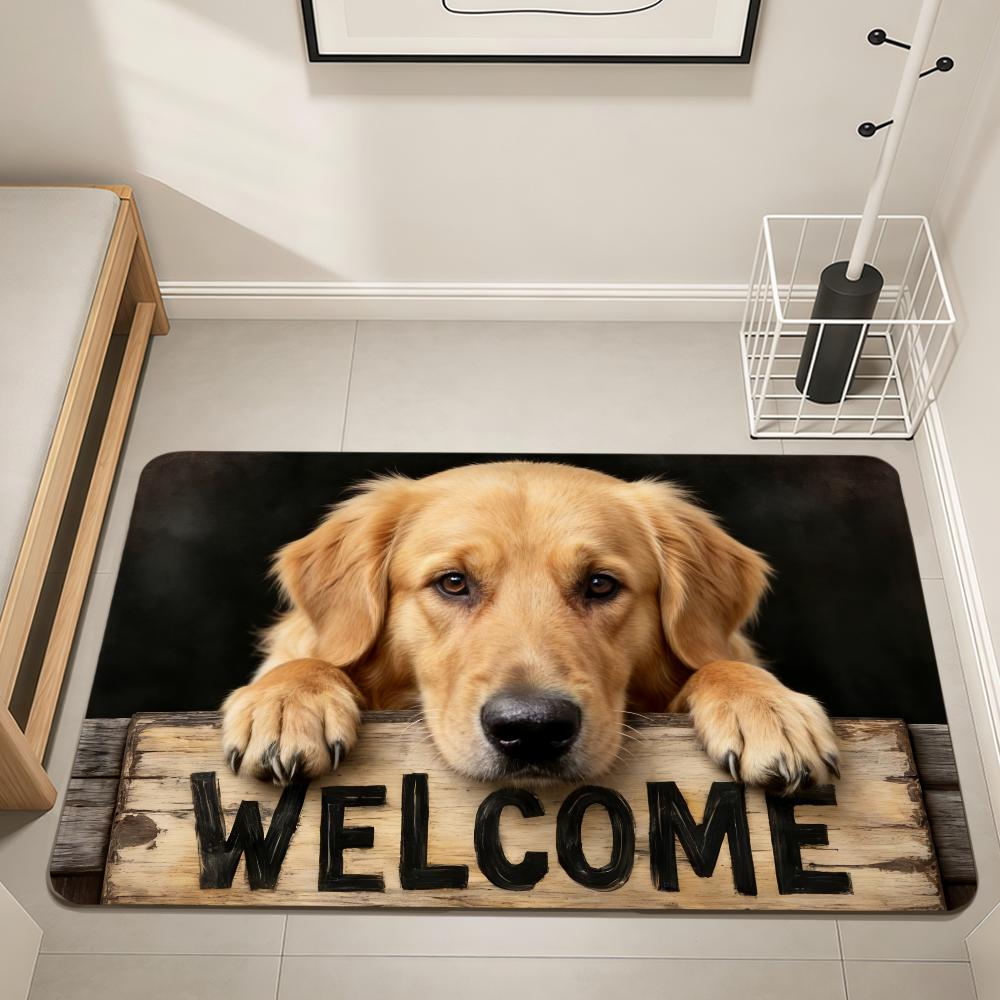 Welcome Art Cute Fun Cartoon Dog Home Bedside Rug Kitchen Bath Floor Mat Hallway Balcony Carpet Entrance Doormat Hogar Decor