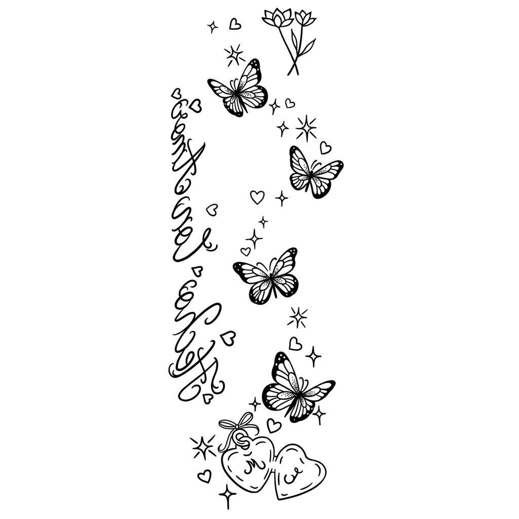 Simple Personality Spice Girl Three-Dimensional Butterfly Flower Wicker Collarbone Arm Tattoo Sticker