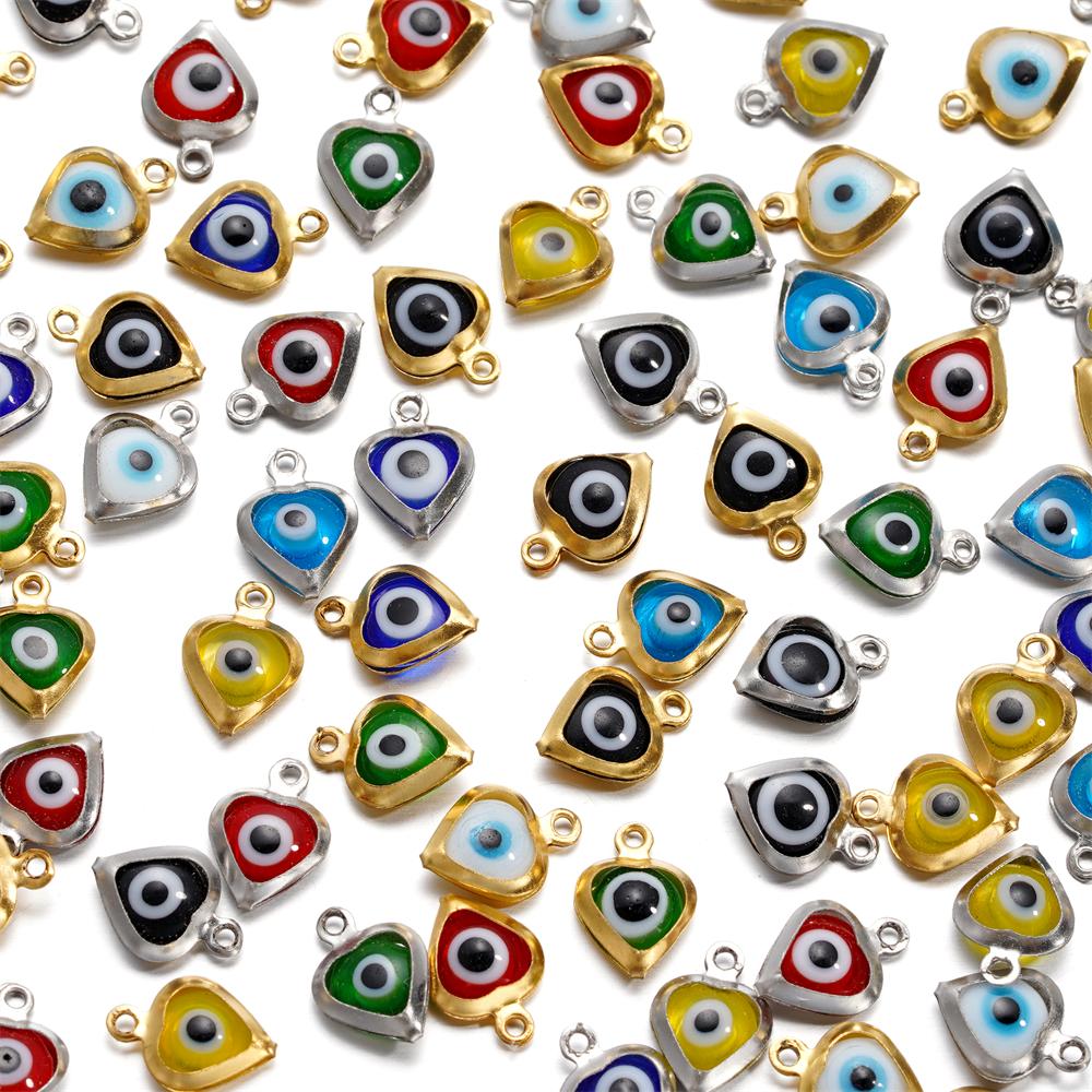 10pcs/lot Evil Eye Gold/Silver Color Tone Charms Connectors Beads For DIY Bracelet Bangle Pendant Jewelry Accessories