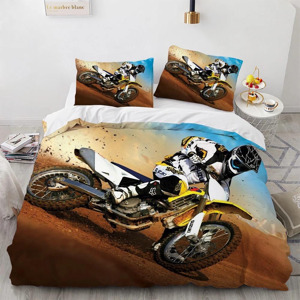 Motocross Gaming Cross-Country Motorcycle Bedding Set Bedroom Soft Modern Bedspreads Comefortable Duvet Cover Quilt Pillowcase