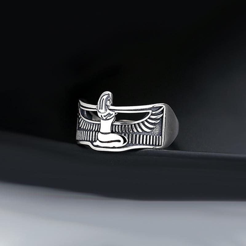 Elegant Retro Egypt Queen Thai Silver Ladies Finger Open Rings Jewelry for Women Never Fade Birthday Gifts Cheap