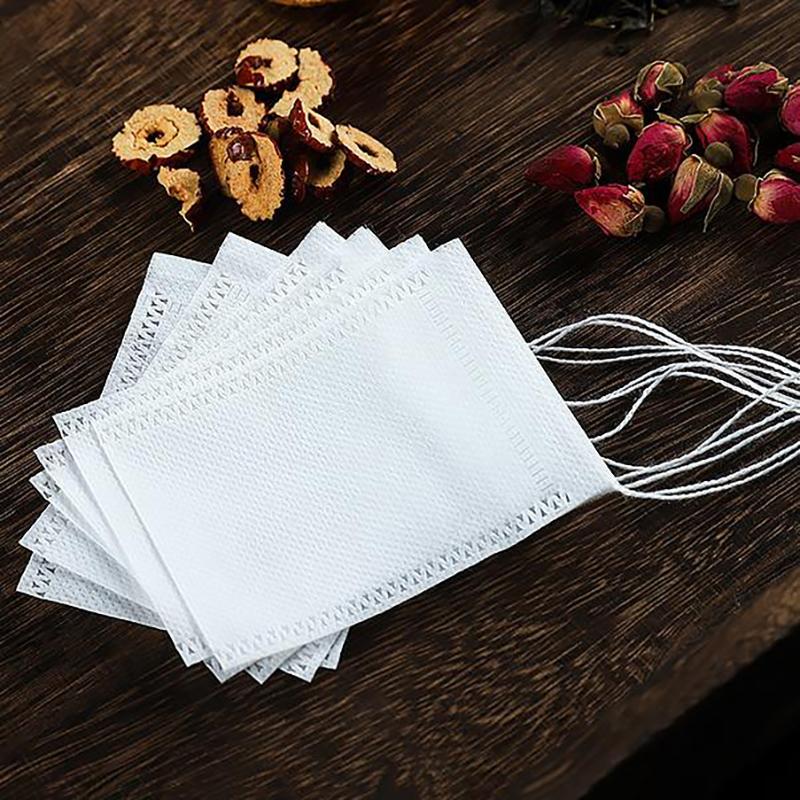 100 Bucăți Pliculețe de Ceai De Unică Folosință Multi-Dimensiuni Material Nețesut Pentru Ceai cu Frunze Vrac Pungă goală cu Șnur Pliculețe Filtru pentru Cafea Rece