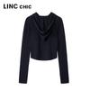 Jin Yujie Women's 2025 Summer Hooded Slim-Fit Knitted Cardigan
