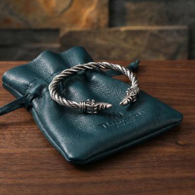 Nordisches Wikinger-Raben-Armband für Männer, offener Armreif, Geschenk