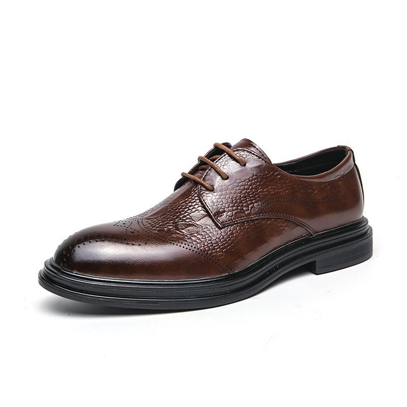 

Leather shoes men s formal business winter men s casual men s shoes 2025 new pointed best man leather shoes 45 коричневий
