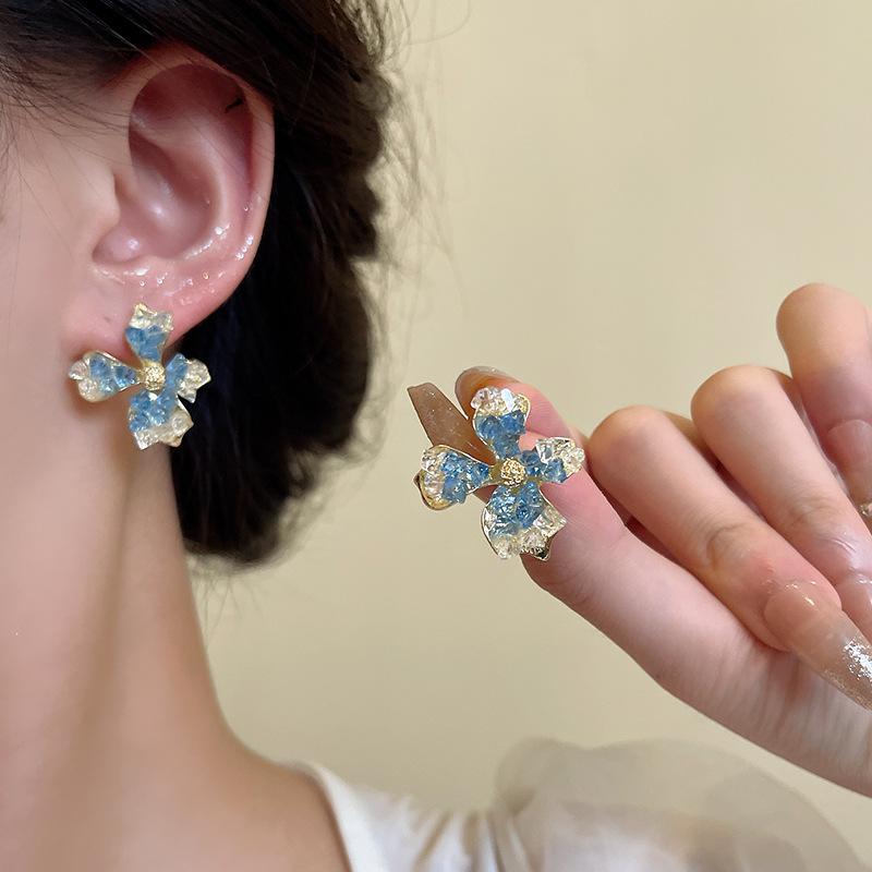 Korean Colorful Crystal Flower Butterfly Dangle Earrings For Women Party Wedding Exquisite Elegant Jewelry Accessories Brincos
