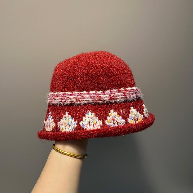 Early Winter Presbyopia Wool Pot Hat Knitted Hat Handmade Bag Head Literary Face Small Knitted Hat New Trend
