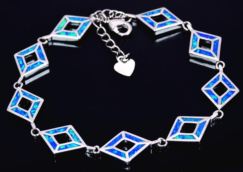 Opal Summer Hawaiian Rhombus Bracelet & Necklace Set - Fashion Colored Gemstone Jewelry with Inlaid Opal