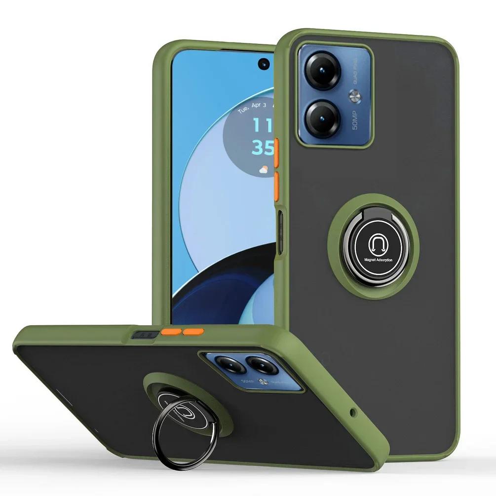 Armor Case For Motorola Moto G35 G55 G85 5G E14 G04S G04 G24 G84 G54 G53 Cover Ring Magnetic Holder Stand Coque Funda Shell Capa