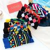 Geometric Cotton Crew Socks Men Women Breathable Anti-Odor High-Cut Casual