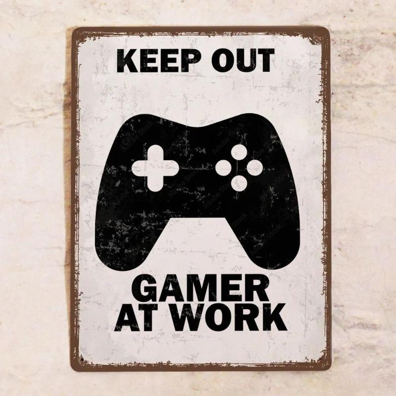 Angry Gamer Metal Sign 20x30cm, Funny Video Game Room Decor Gift