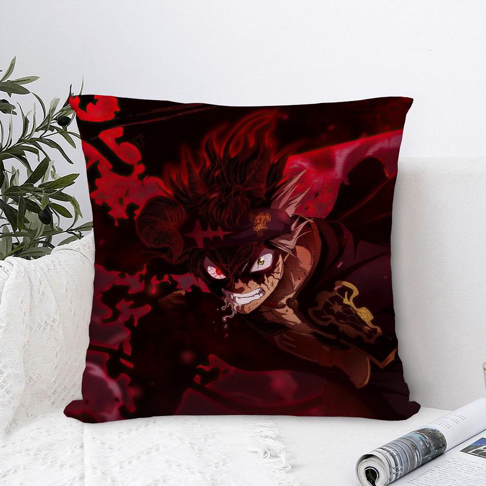 Cartoon Black C-Clover Pillow Case Sofa Decorative Home Double-sided Print Plush Square Throw Pillow Covers Cushion Decor Cover
