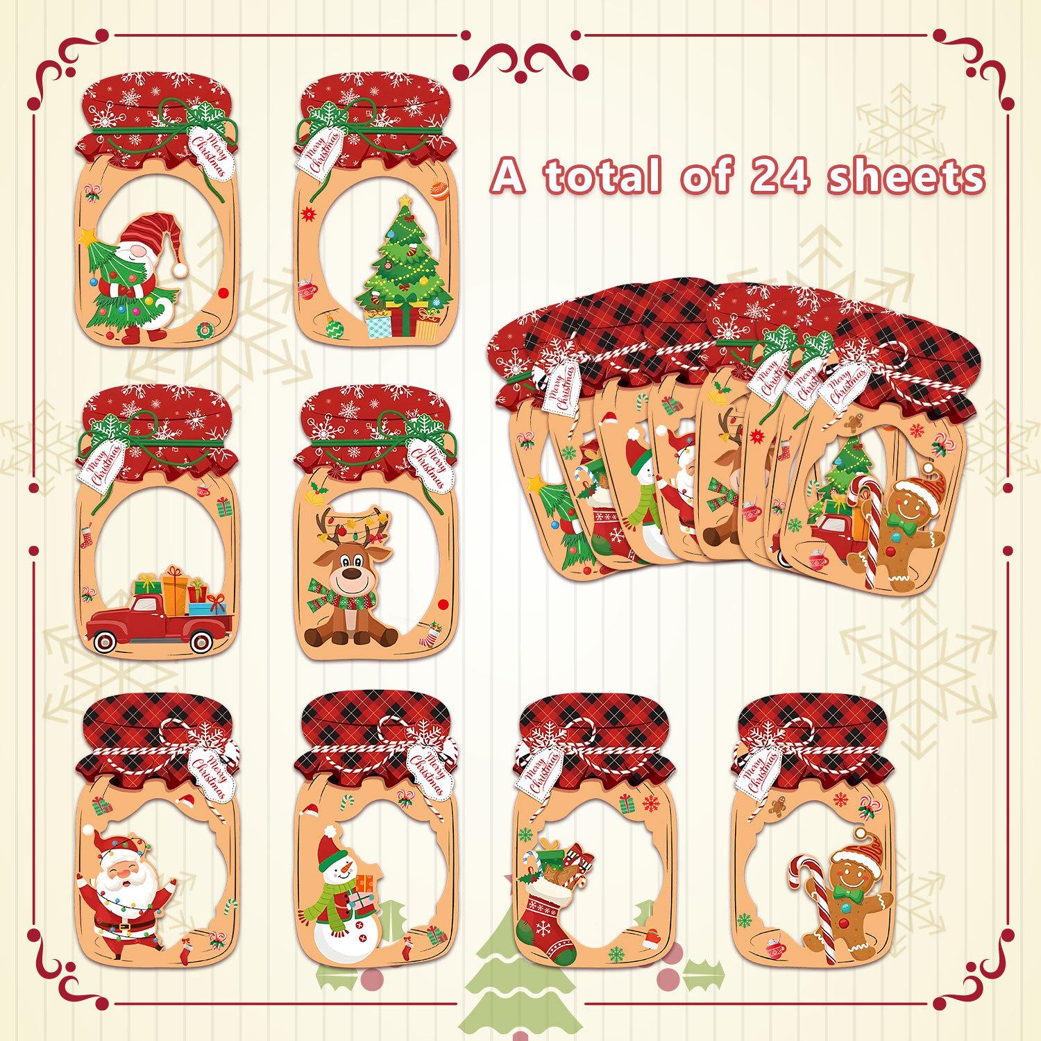 

24/48Sets Christmas Cards - Festive Holiday Crafts with Santa, Reindeer,and Snowflakes - DIY Gift for Party Favors greeting card