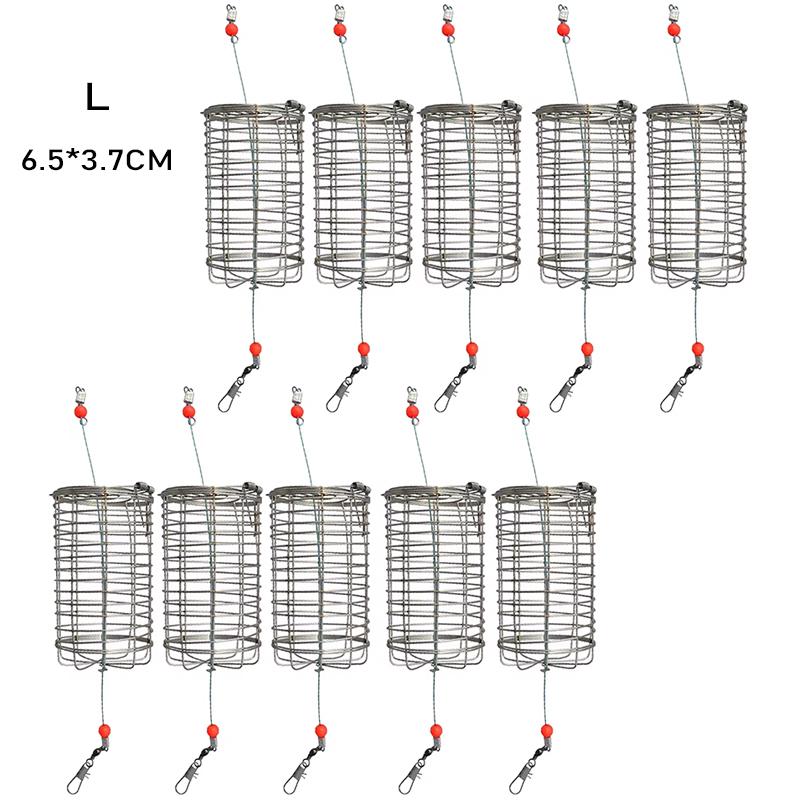 10PC Fishing Feeder Stainless Steel Bait Thrower Basket Feeder Holder Fishing Lure Cage Fishing Accessories Fishing Tackle