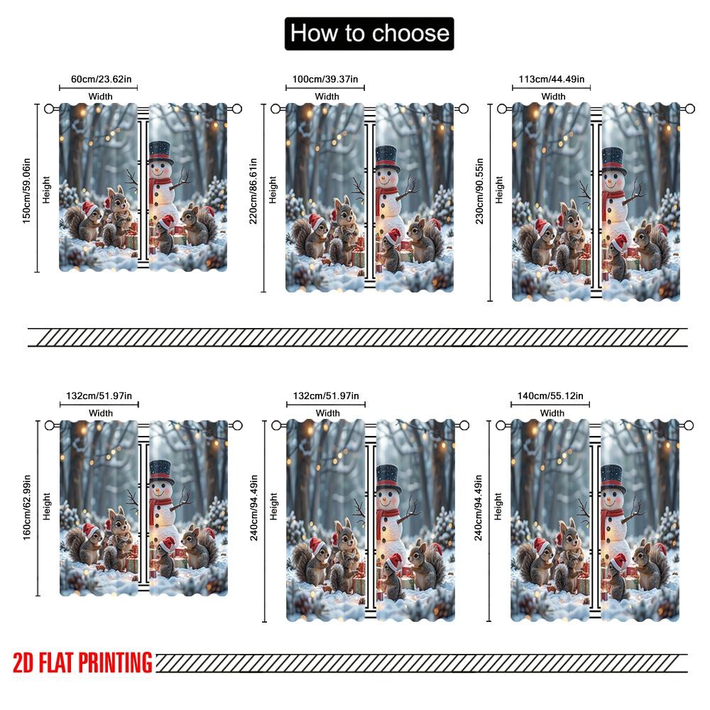 Set Of 2 Flat Printing Merry Christmas Drapes Snowmen Friends Fabric Without Electricity Party Decorations Use All Curtains Made Polyester