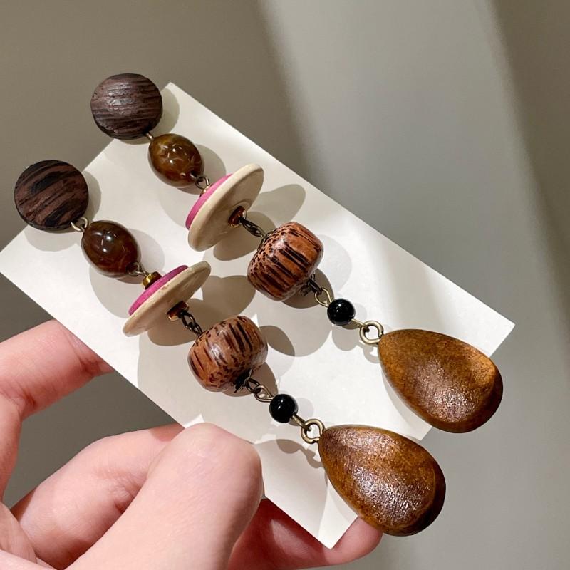 Natural tiger's eye stone series stud earrings for women Maillard exquisite retro earrings niche light luxury high-end temperament earrings