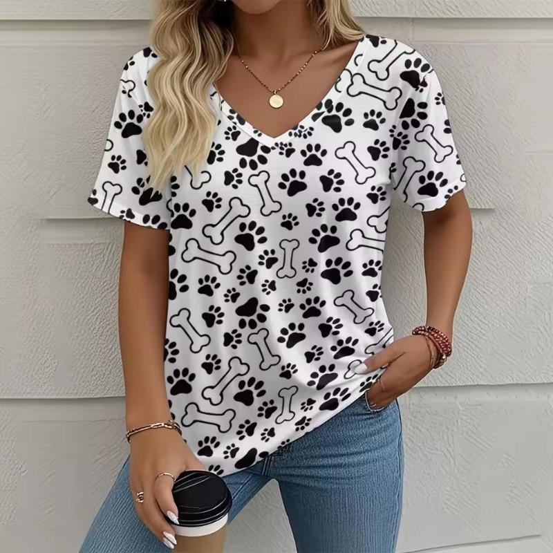 Summer Women's T-shirt Animal Claw Marks Graphic 3d Print Oversize Clothing Outdoor V-neck Short Sleeve Top Street Fashion T-Shirts