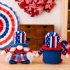 Independence Day Adorable Gnome Figurine With Lighted Knit Hat For Celebrations Festive