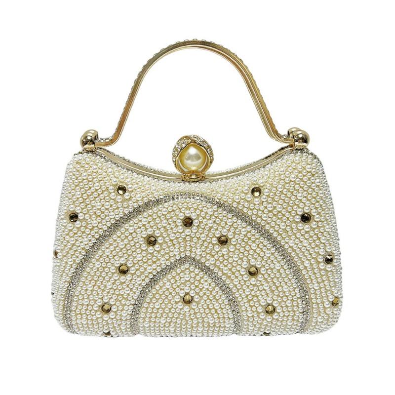 Evening Dress Bag with Pearl and Diamond Inlay, Small Chloé Fashion Handbag, Women's Chain Crossbody Bag
