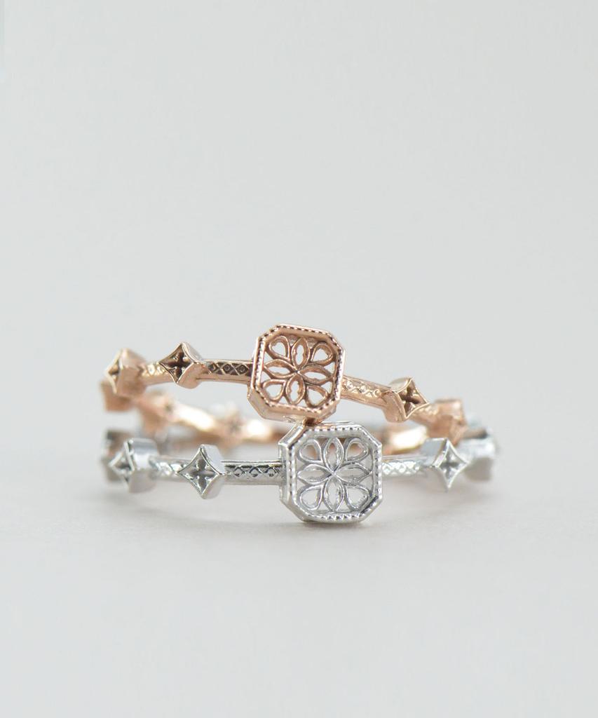 Vivus Ventana Diamant Slim Rose Gold Silver Ring