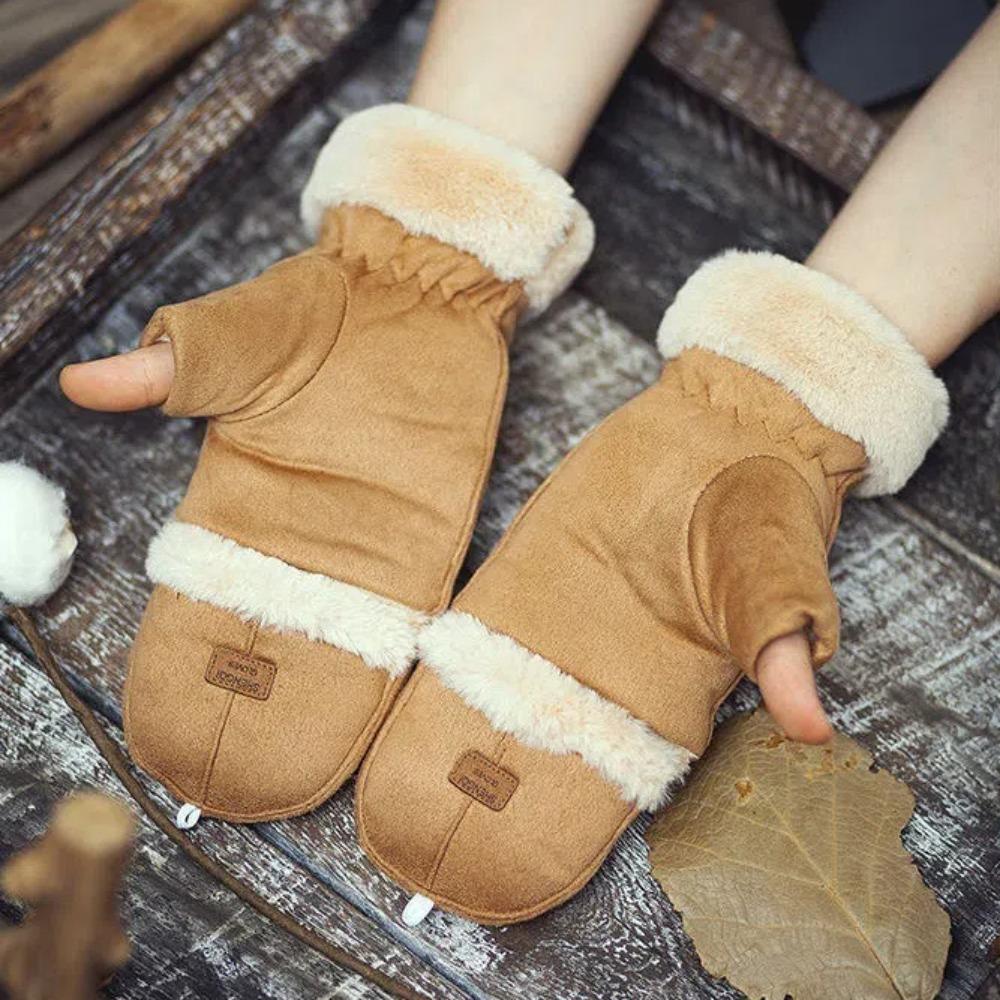 Plush Winter Gloves Thick Fingerless Gloves Fashion Half Finger Gloves Cycling