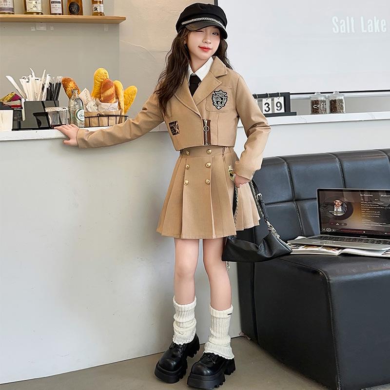 

Осень 2025 Модный комплект юбки-формы JK для девочек - Двойка в академическом стиле для детей среднего и старшего возраста 160cm