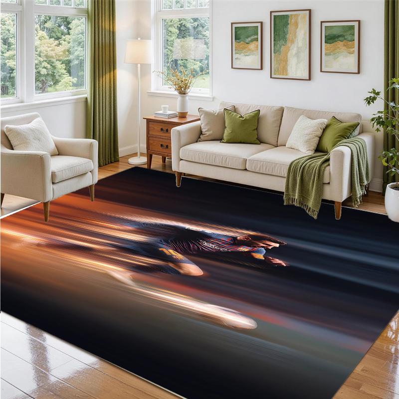 Lionel Messi Design Crystal Velvet Rug Soft Decorative Mat for Bedroom Entrance